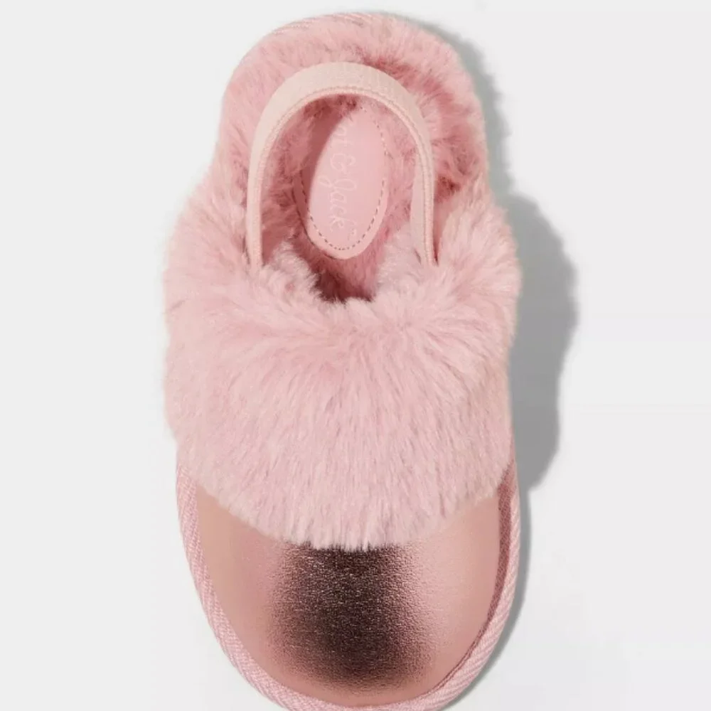 CAT & JACK Toddler Lila Metallic Scuff Slippers S 5/6
